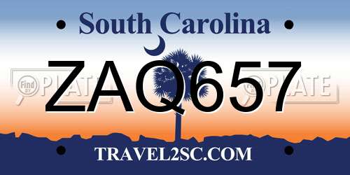 ZAQ657 South Carolina License Plate
