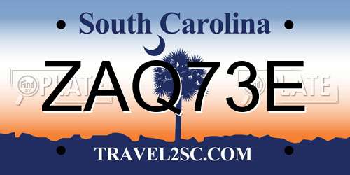 ZAQ73E South Carolina License Plate