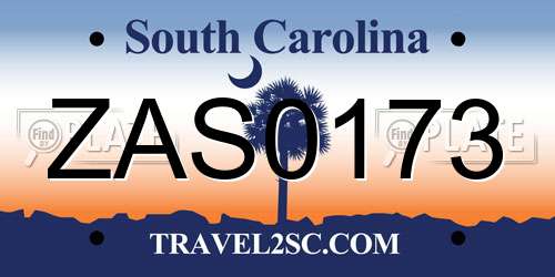 ZAS0173 South Carolina License Plate
