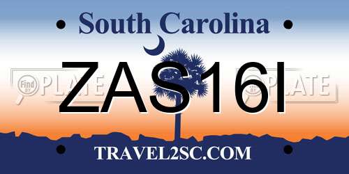 ZAS16I South Carolina License Plate