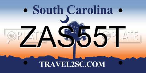 ZAS55T South Carolina License Plate