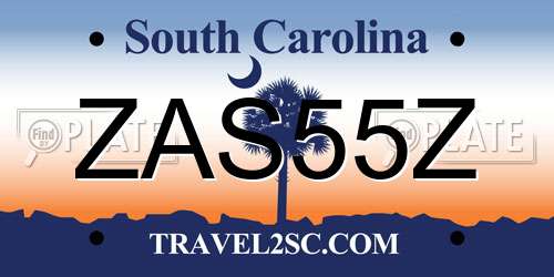 ZAS55Z South Carolina License Plate