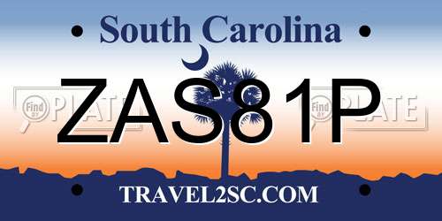 ZAS81P South Carolina License Plate