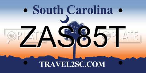 ZAS85T South Carolina License Plate