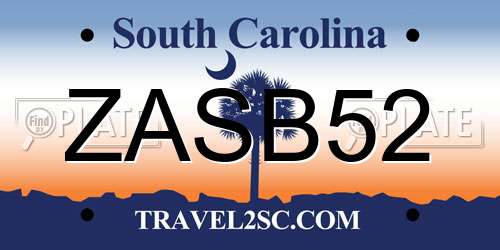 ZASB52 South Carolina License Plate