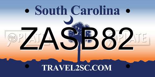 ZASB82 South Carolina License Plate