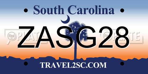 ZASG28 South Carolina License Plate
