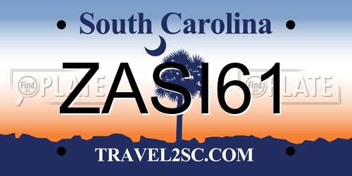 ZASI61 South Carolina License Plate