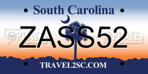 ZASS52 South Carolina License Plate