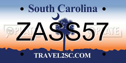 ZASS57 South Carolina License Plate