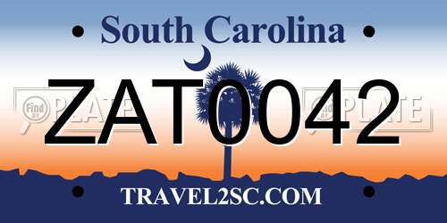 ZAT0042 South Carolina License Plate