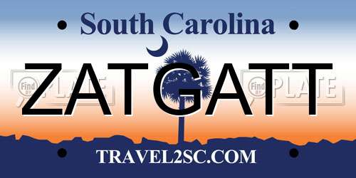 ZATGATT South Carolina License Plate