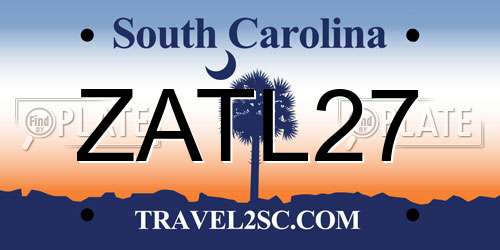 ZATL27 South Carolina License Plate