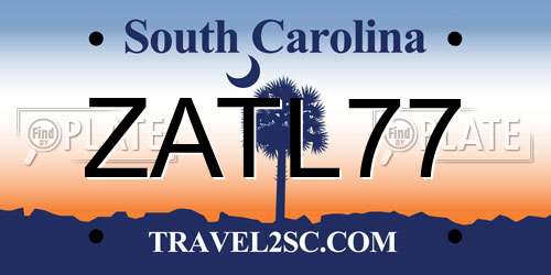 ZATL77 South Carolina License Plate