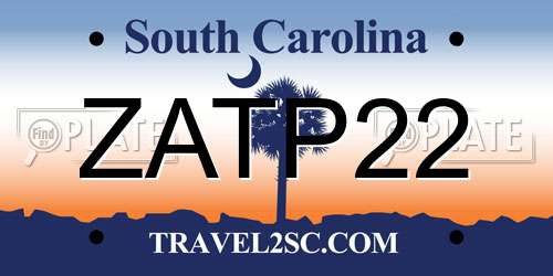 ZATP22 South Carolina License Plate