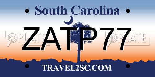 ZATP77 South Carolina License Plate