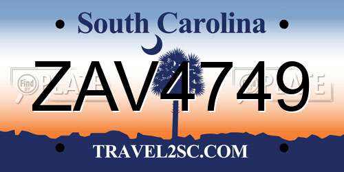 ZAV4749 South Carolina License Plate