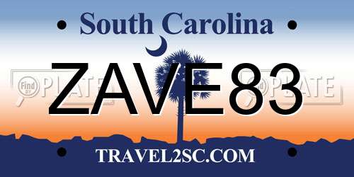 ZAVE83 South Carolina License Plate