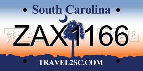ZAX1166 South Carolina License Plate