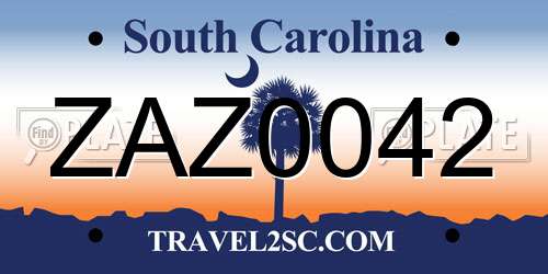 ZAZ0042 South Carolina License Plate