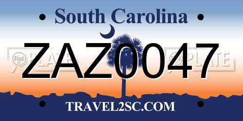ZAZ0047 South Carolina License Plate
