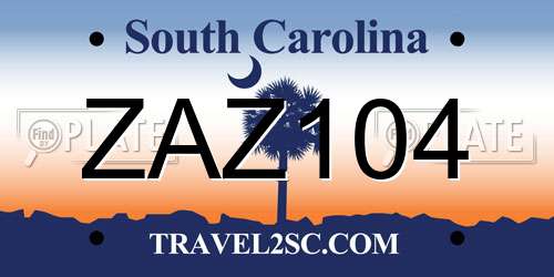 ZAZ104 South Carolina License Plate