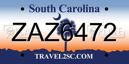 ZAZ6472 South Carolina License Plate