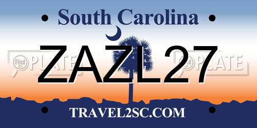 ZAZL27 South Carolina License Plate