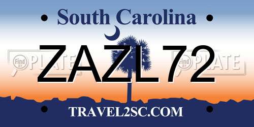 ZAZL72 South Carolina License Plate