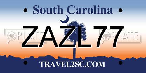 ZAZL77 South Carolina License Plate