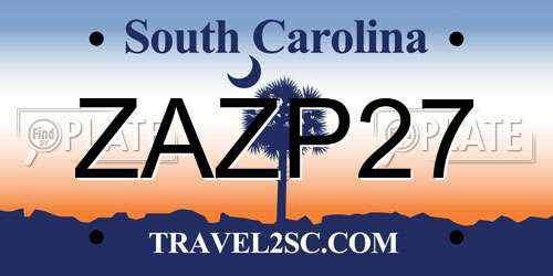 ZAZP27 South Carolina License Plate