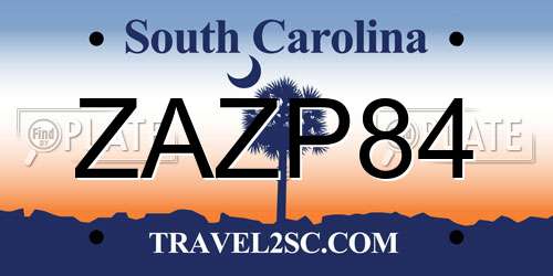 ZAZP84 South Carolina License Plate