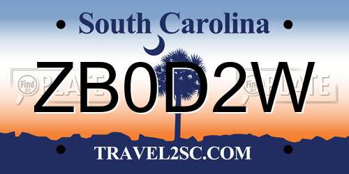 ZB0D2W South Carolina License Plate