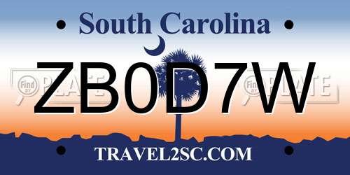 ZB0D7W South Carolina License Plate