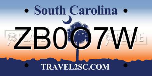 ZB0O7W South Carolina License Plate