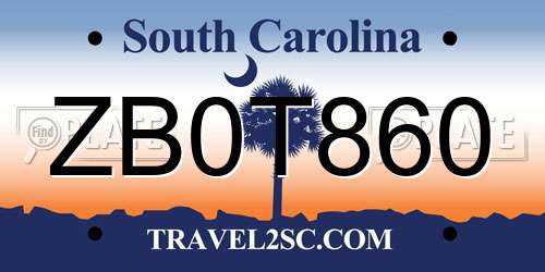 ZB0T860 South Carolina License Plate