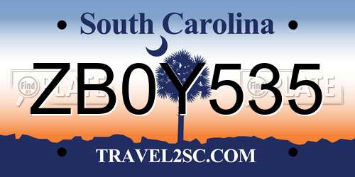 ZB0Y535 South Carolina License Plate