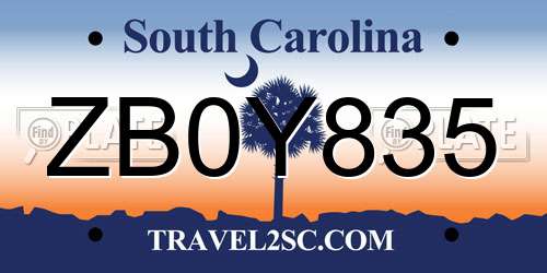 ZB0Y835 South Carolina License Plate