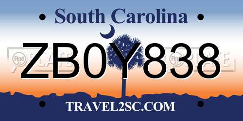ZB0Y838 South Carolina License Plate