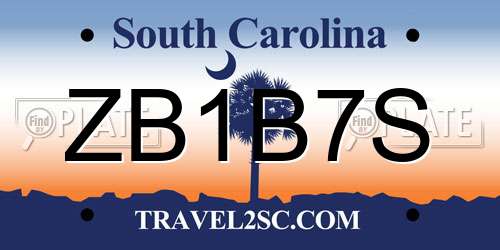 ZB1B7S South Carolina License Plate