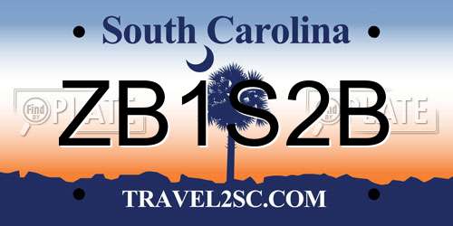 ZB1S2B South Carolina License Plate