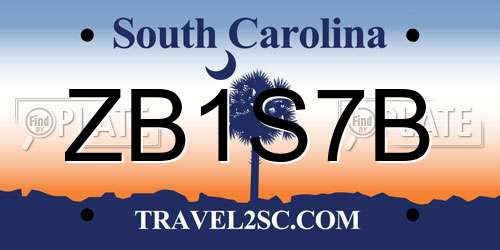 ZB1S7B South Carolina License Plate