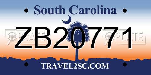 ZB20771 South Carolina License Plate