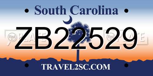 ZB22529 South Carolina License Plate
