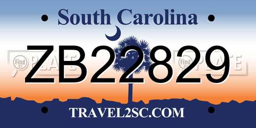 ZB22829 South Carolina License Plate