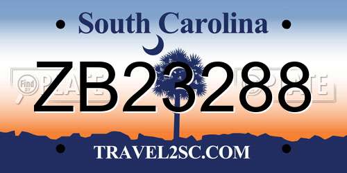 ZB23288 South Carolina License Plate
