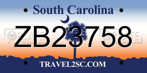 ZB23758 South Carolina License Plate