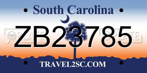 ZB23785 South Carolina License Plate