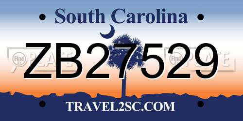 ZB27529 South Carolina License Plate