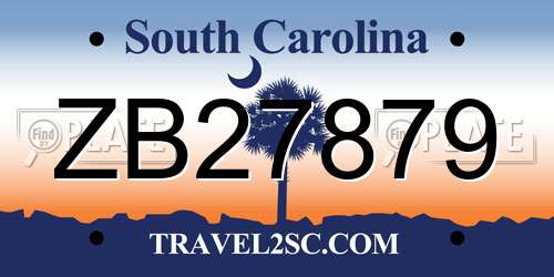 ZB27879 South Carolina License Plate
